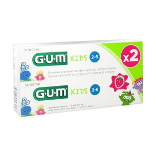 GUM KIDS GEL DENTIFRICO  + 3 AÑOS 2 TUBOS 75 ML DUOPACK