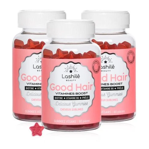 LASHILE GOOD HAIR TRIPLO 3 X 60 GOMINOLAS SABOR...