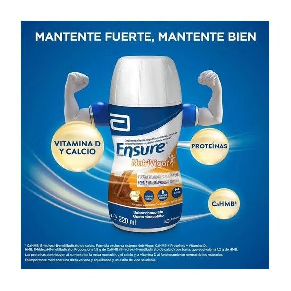 ENSURE NUTRIVIGOR  4 BOTELLAS 220 ML SABOR CHOCOLATE