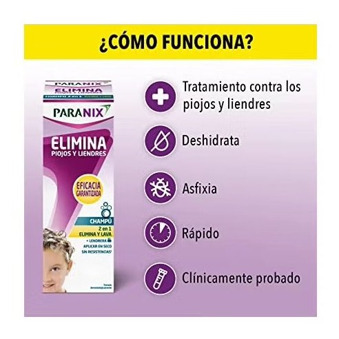 PARANIX ELIMIINA PIOJOS Y LIENDRES  1 ENVASE...