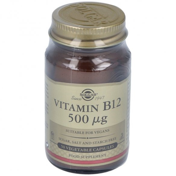 SOLGAR VITAMINA B12  500 MICROGRAMOS 50 CAPSULAS VEGETALES