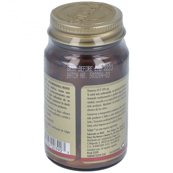 SOLGAR VITAMINA B12  500 MICROGRAMOS 50 CAPSULAS VEGETALES