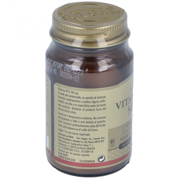 SOLGAR VITAMINA B12  500 MICROGRAMOS 50 CAPSULAS VEGETALES